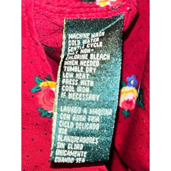 Lauren Ralph Lauren Red Floral Polka Dot Button Up Shirt Women’s Sz 8 Cotton - Picture 6 of 8